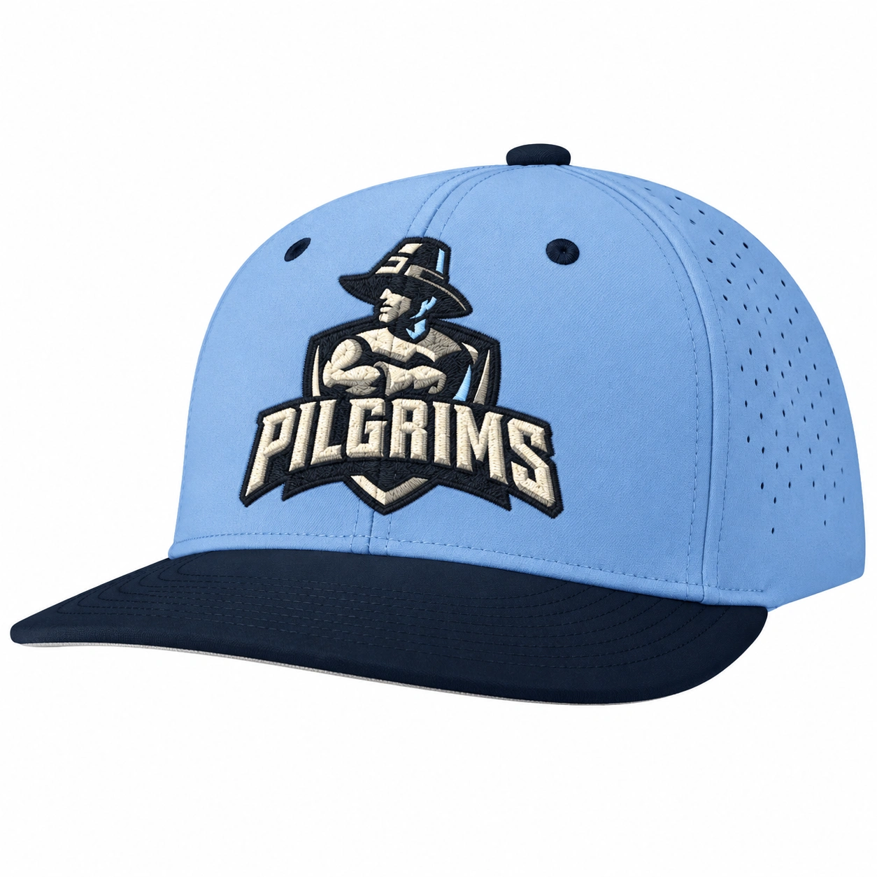 New Plymouth HS Snapback Cap — Light Blue / Navy