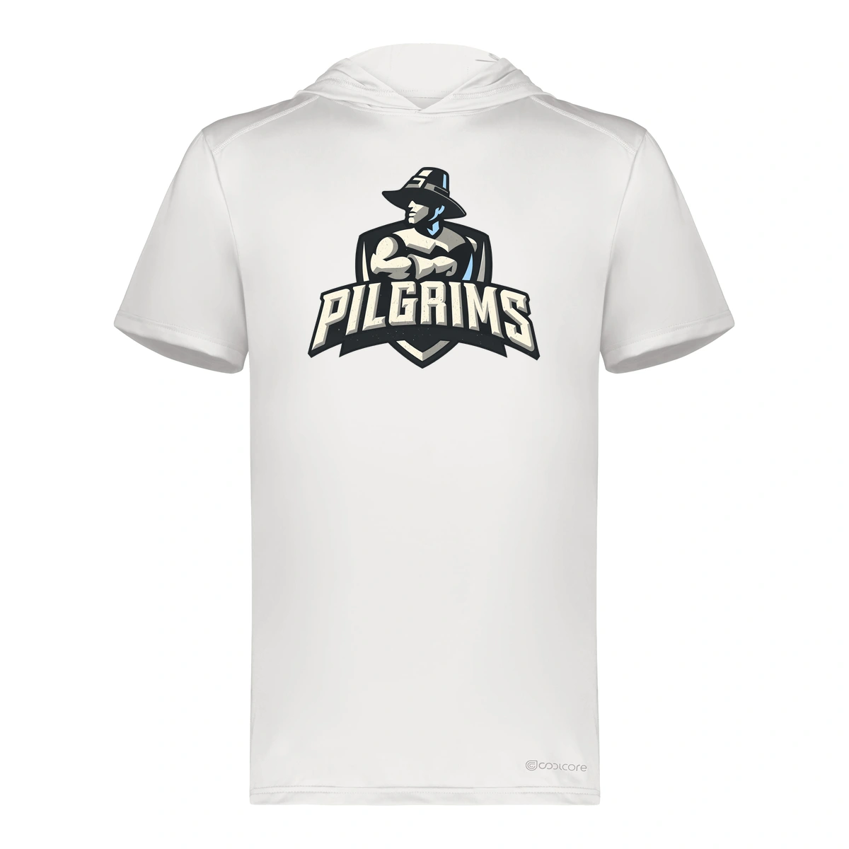 New Plymouth HS Short Sleeve Hoodie — White